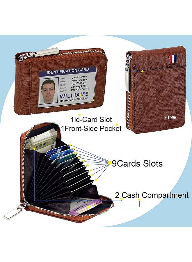 rts New Imported RFID Protected 9 Slot Men's Wallets Genuine PU Leather Credit Debit ATM Business Card Holder Protector with Zipper Case Money Coin Purse for Men, Women, Festive Gifting Valentines - Image 2