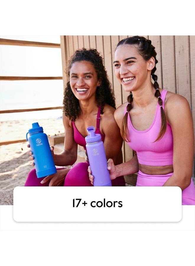 Takeya Actives Water Bottle with Straw Lid - Durable & Easy-Care Water Bottle with Stainless Steel Insulation - BPA-Free Lid with Carry Handle & Straw - Dishwasher-Safe - 32 oz, Blush - Image 2