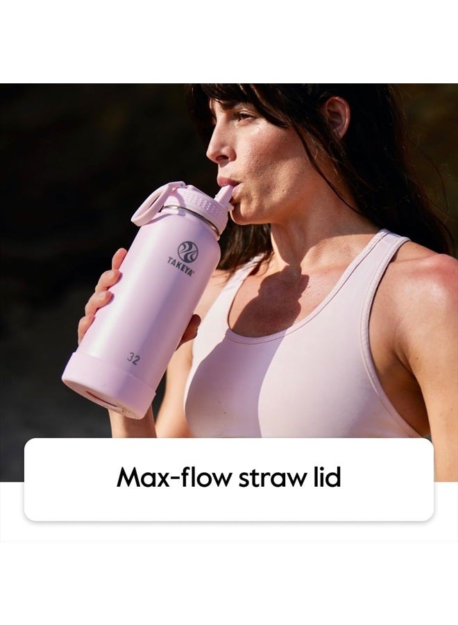 Takeya Actives Water Bottle with Straw Lid - Durable & Easy-Care Water Bottle with Stainless Steel Insulation - BPA-Free Lid with Carry Handle & Straw - Dishwasher-Safe - 32 oz, Blush - Image 3