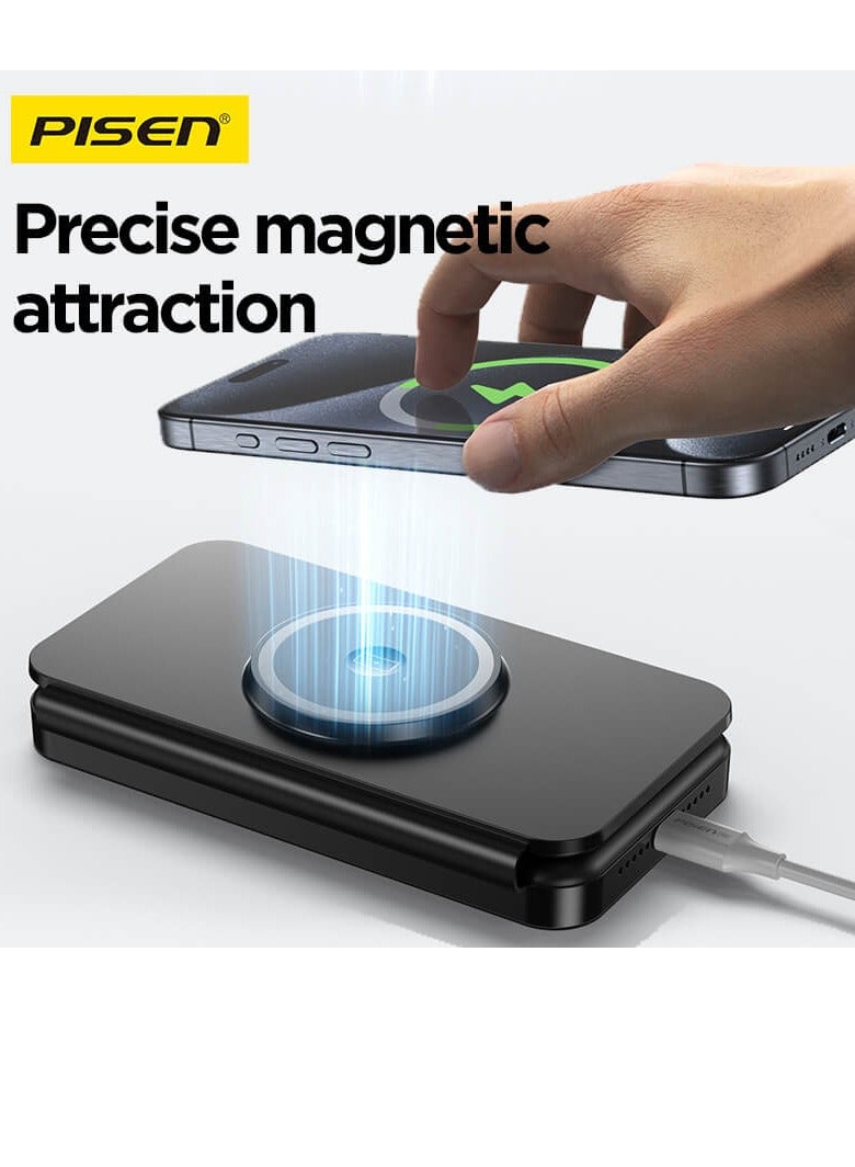 PISEN 3-in-1 15W travel Multifunctional Magnetic Wireless Charger Suitable for mobile phones, Bluetooth earphones, and smart watches - Image 4