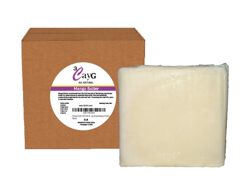 3CayG Mango Butter 5LB All Natural Bulk Great for Whipped Body Butter Lotion and Soap Making Wild Harvested Naturally Refined