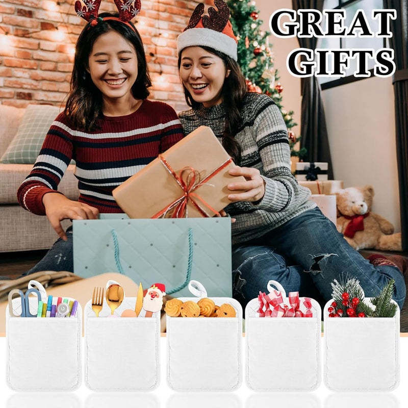 Hoolerry 20 Pieces Pot Holders with Pocket Sublimation 7x9'' Cotton Oven Pot Holders Bulk with Hanging Loops Pads for Kitchen Cook Baking (White) - Image 5