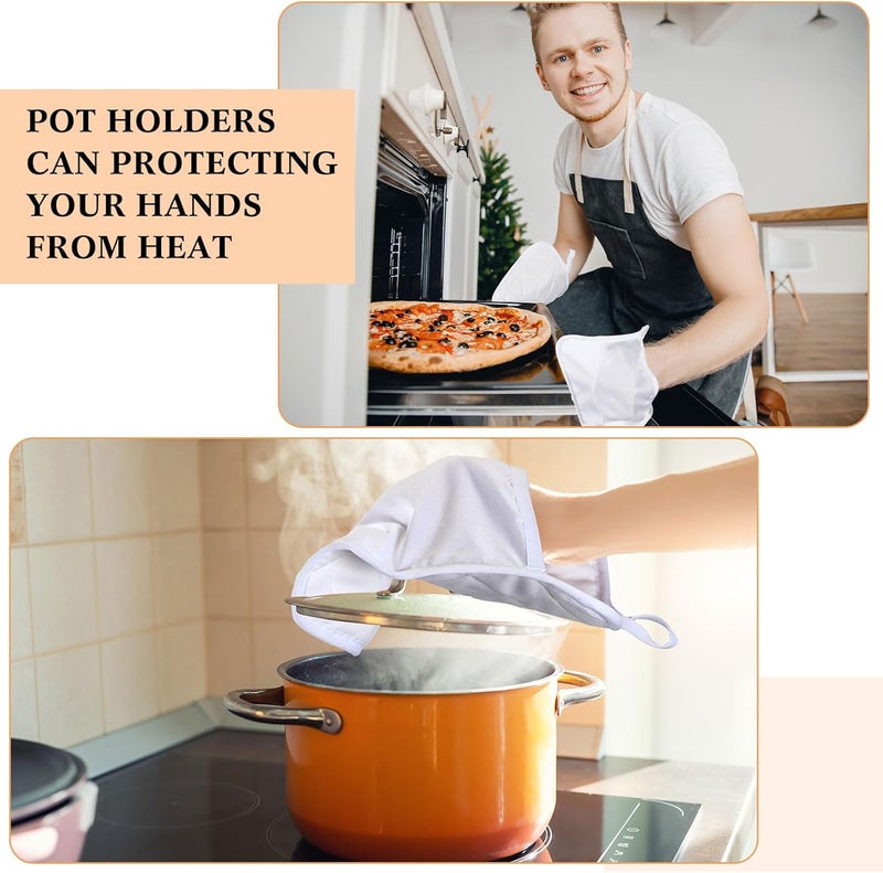 Hoolerry 20 Pieces Pot Holders with Pocket Sublimation 7x9'' Cotton Oven Pot Holders Bulk with Hanging Loops Pads for Kitchen Cook Baking (White) - Image 4
