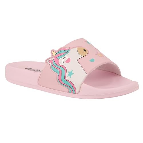 WELCOME Unisex-Child Kids Flip-Flop Soft Comfortable Indoor & Outdoor Slippers Stylish Non-Slip Slide Home Casual Chappals For Boys & Girls, K-FANDOM-PINK_9 - Image 1