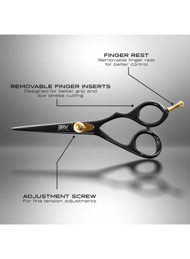 BRV MEN Professional Mustache & Beard Trimming Scissors - 5.5" | High Carbon Stainless Steel & Hammer Forged Mustache Scissors | Razor Sharp Facial Hair Trimming Shears (RIGHT HANDED - Black) - Image 5