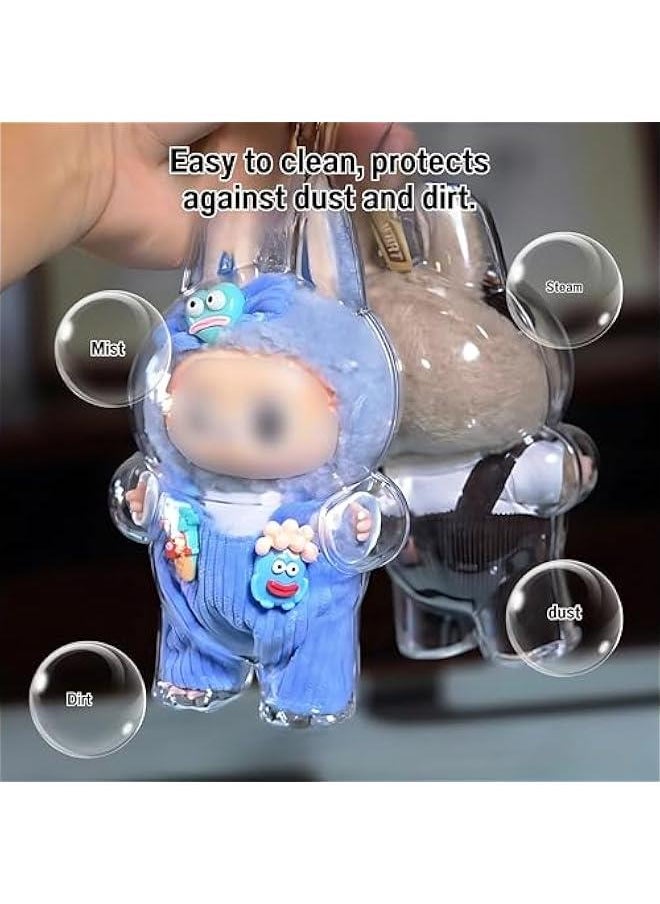 Arabest Clear Figure Display Case for La bubu Doll, Protective Case with Keychain, La bubus Plush Toy Clear Cover (V.1 V.3 Standing, Without Doll)  - Image 3