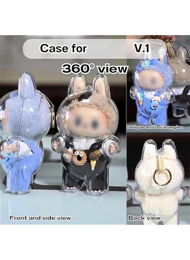 Arabest Clear Figure Display Case for La bubu Doll, Protective Case with Keychain, La bubus Plush Toy Clear Cover (V.1 V.3 Standing, Without Doll)  - Image 4