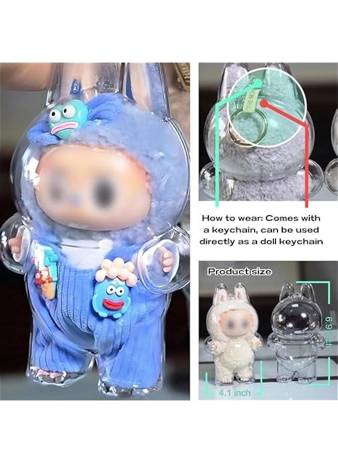 Arabest Clear Figure Display Case for La bubu Doll, Protective Case with Keychain, La bubus Plush Toy Clear Cover (V.1 V.3 Standing, Without Doll)  - Image 5