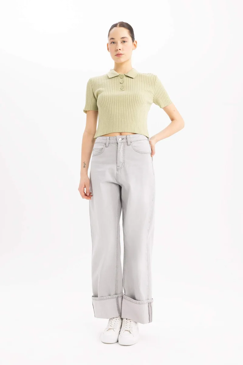 ديفاكتو Slim Fit Polo Neck Knitwear Pullover