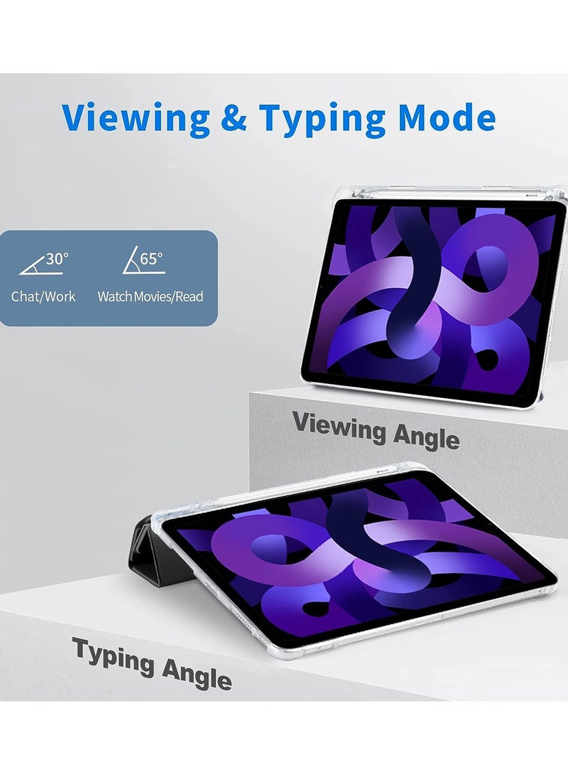 Techie جراب Techie لجهاز iPad 10th Gen مع حامل قلم 2022 iPad 10.9 بوصة، جراب خلفي شفاف ثلاثي الطيات وواقي مقاوم للصدمات لجهاز iPad 10th Gen A2696 A2757 A2777 2022 - أسود - Image 4