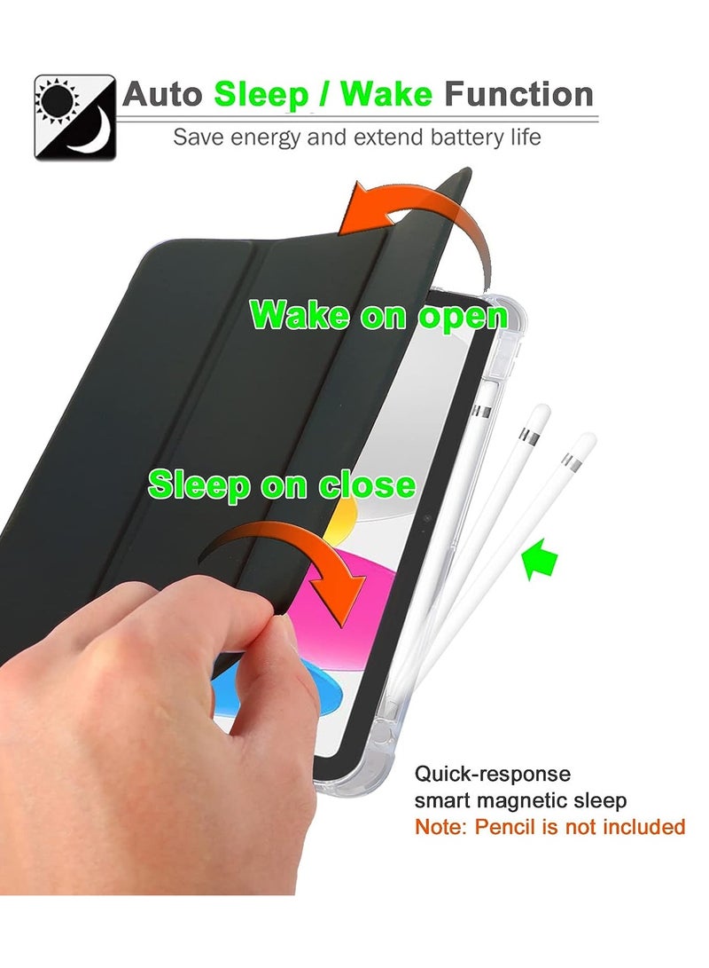 Techie جراب Techie لجهاز iPad 10th Gen مع حامل قلم 2022 iPad 10.9 بوصة، جراب خلفي شفاف ثلاثي الطيات وواقي مقاوم للصدمات لجهاز iPad 10th Gen A2696 A2757 A2777 2022 - أسود - Image 5