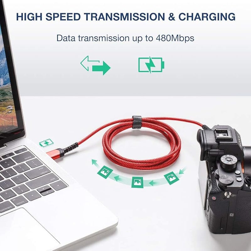 جي سوكس كيبل USB صغير 【عبوتان بطول 1 متر + 2 متر】 كيبل شحن USB 2.0 A الى ميني B متوافق مع حاسبة الرسوم البيانية Ti-84 بلس CE ووحدة تحكم PS3 وكاميرا جوبرو الرقمية وجهاز استقبال GPS وكاميرا داش كام - Image 3