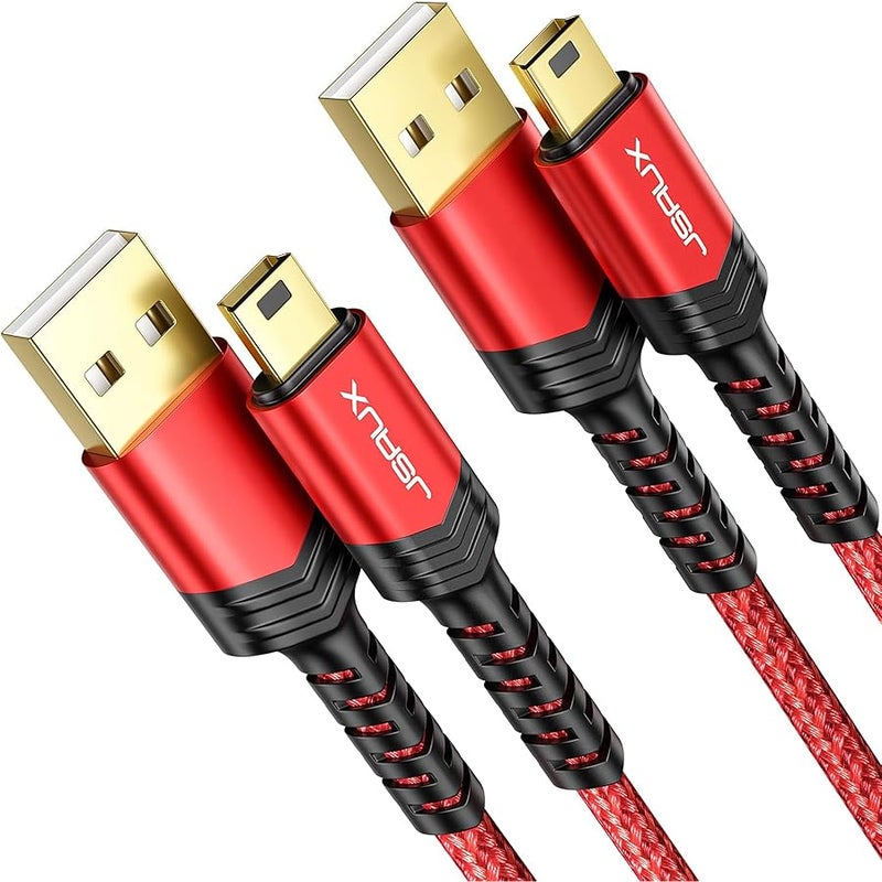جي سوكس كيبل USB صغير 【عبوتان بطول 1 متر + 2 متر】 كيبل شحن USB 2.0 A الى ميني B متوافق مع حاسبة الرسوم البيانية Ti-84 بلس CE ووحدة تحكم PS3 وكاميرا جوبرو الرقمية وجهاز استقبال GPS وكاميرا داش كام - Image 1
