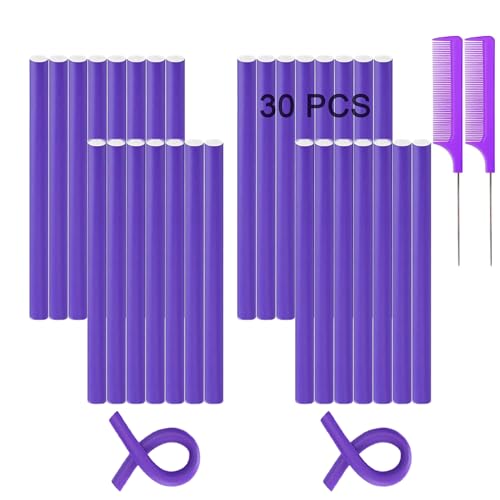 Beyoslf 945x 055 Flexible Curling Flexirods 30Pcs Heatless Bendy Foam Rods for Long Medium Short Hair Curls Purple - Image 1