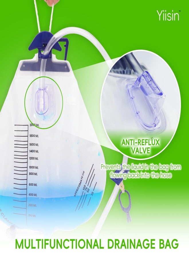 Yiisin 2000ML Catheter Bags for Men,Urine Bags External Catheter Bag for Men,0.4"Diameter/48" Long Drainage Tube,Clips and Hanging Hook,Professional Urinary Drainage Bag for Home,5Pcs - Image 5