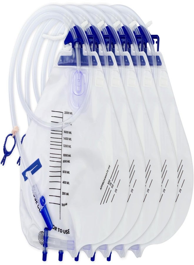 Yiisin 2000ML Catheter Bags for Men,Urine Bags External Catheter Bag for Men,0.4"Diameter/48" Long Drainage Tube,Clips and Hanging Hook,Professional Urinary Drainage Bag for Home,5Pcs - Image 1