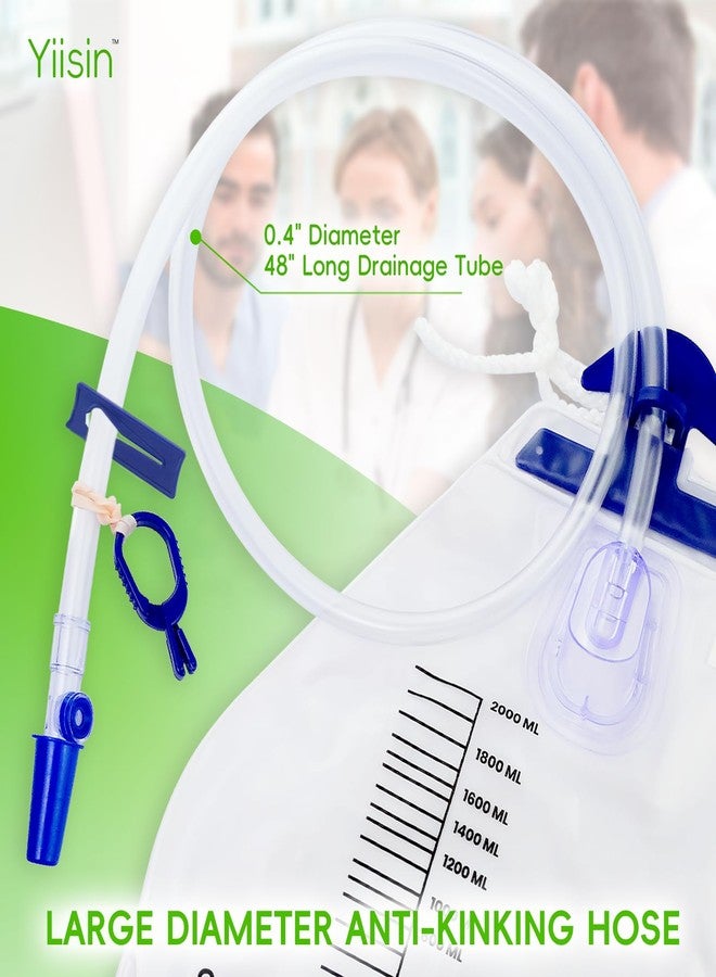 Yiisin 2000ML Catheter Bags for Men,Urine Bags External Catheter Bag for Men,0.4"Diameter/48" Long Drainage Tube,Clips and Hanging Hook,Professional Urinary Drainage Bag for Home,5Pcs - Image 3
