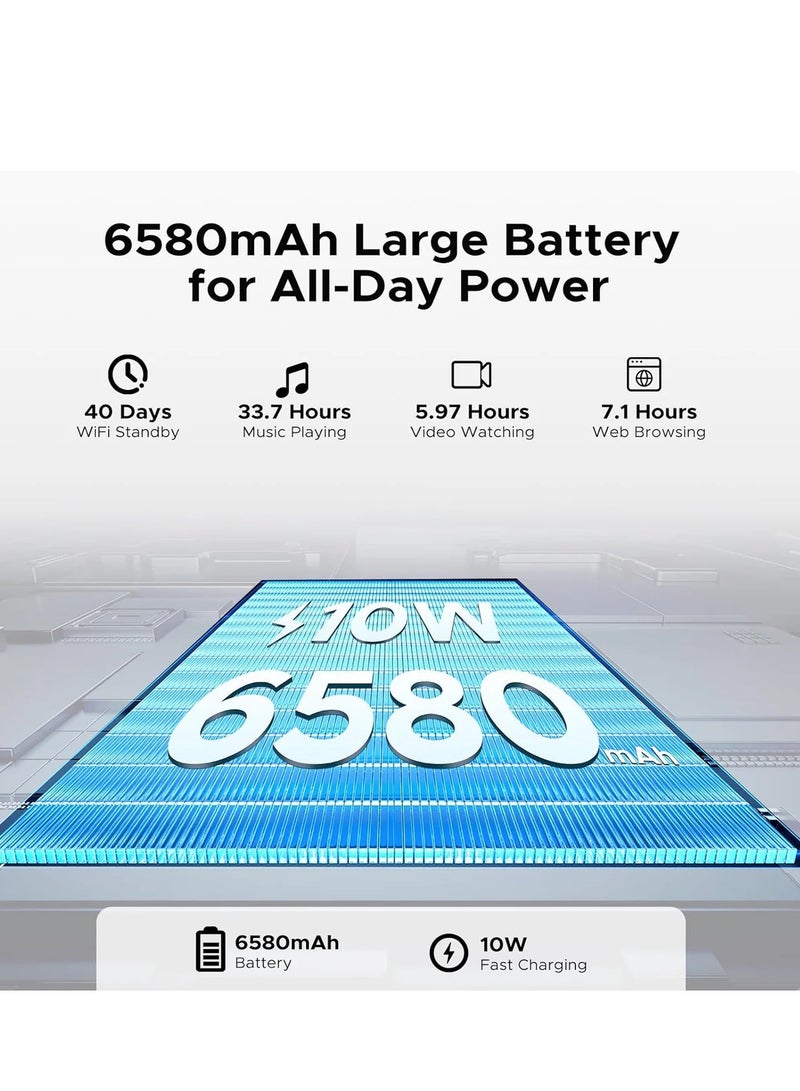 دوجي تاب A9 (VIP) - واي فاي، ذاكرة قراءة فقط (3+9) 12 جيجابايت، ذاكرة وصول عشوائي (RAM): 64 جيجابايت، شاشة عالية الدقة مقاس 10.1 بوصة، بطارية 6580 مللي أمبير/ساعة، نظام أندرويد 15، لوحة مفاتيح بلوتوث، ماوس بلوتوث، قلم، أزرق - Image 5