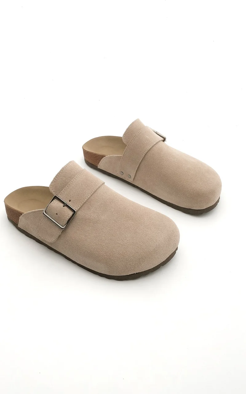 MARJIN Margin Women's Leather Eva Sole Closed Buckle Daily Slippers Sumpa