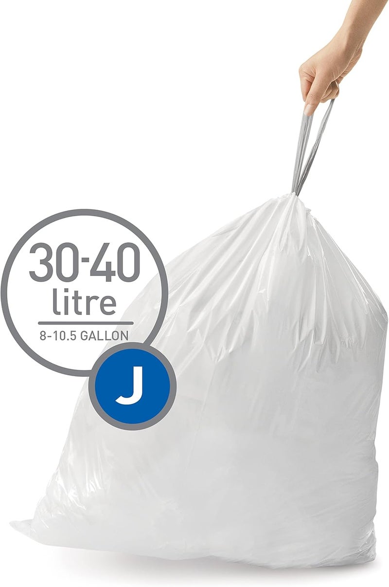 Simple Human Code J 100 Count, Dispenser Pack Custom Fit Liners, Drawstring Trash Bags, 30-45 Liter / 8-12 Gallon, White - Image 2