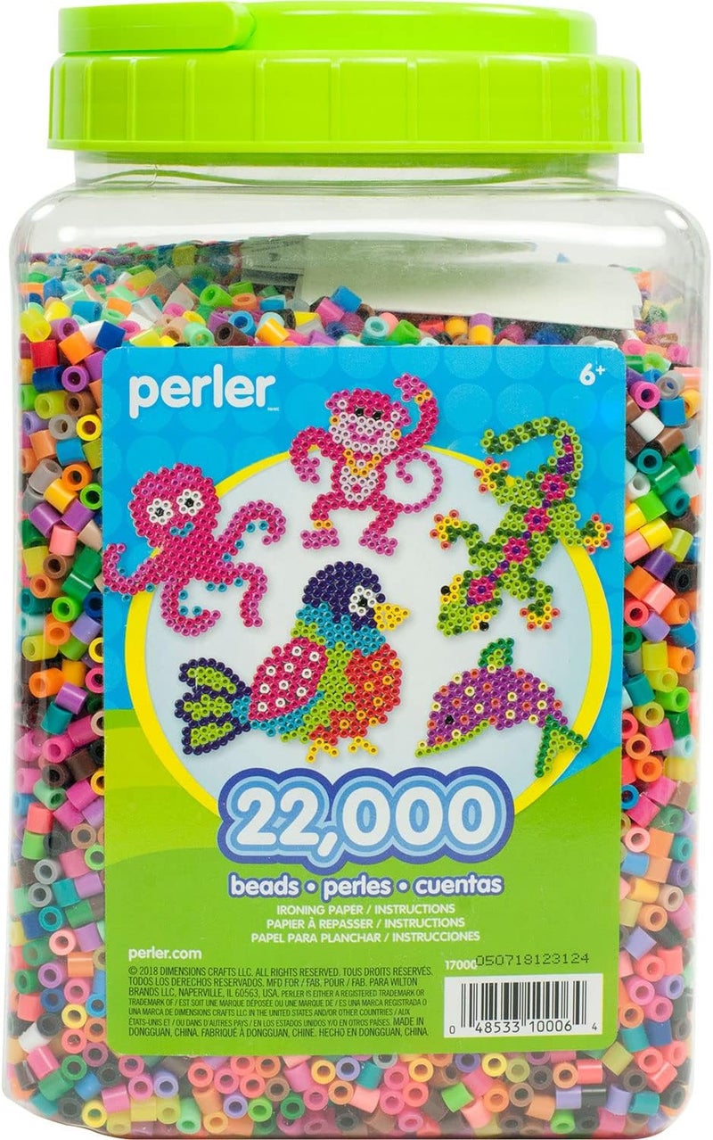 Perler 17000 Assorted Bulk Fuse Beads Set with Storage Jar - 22,000 Multicolor Beads for Arts and Crafts - Image 1