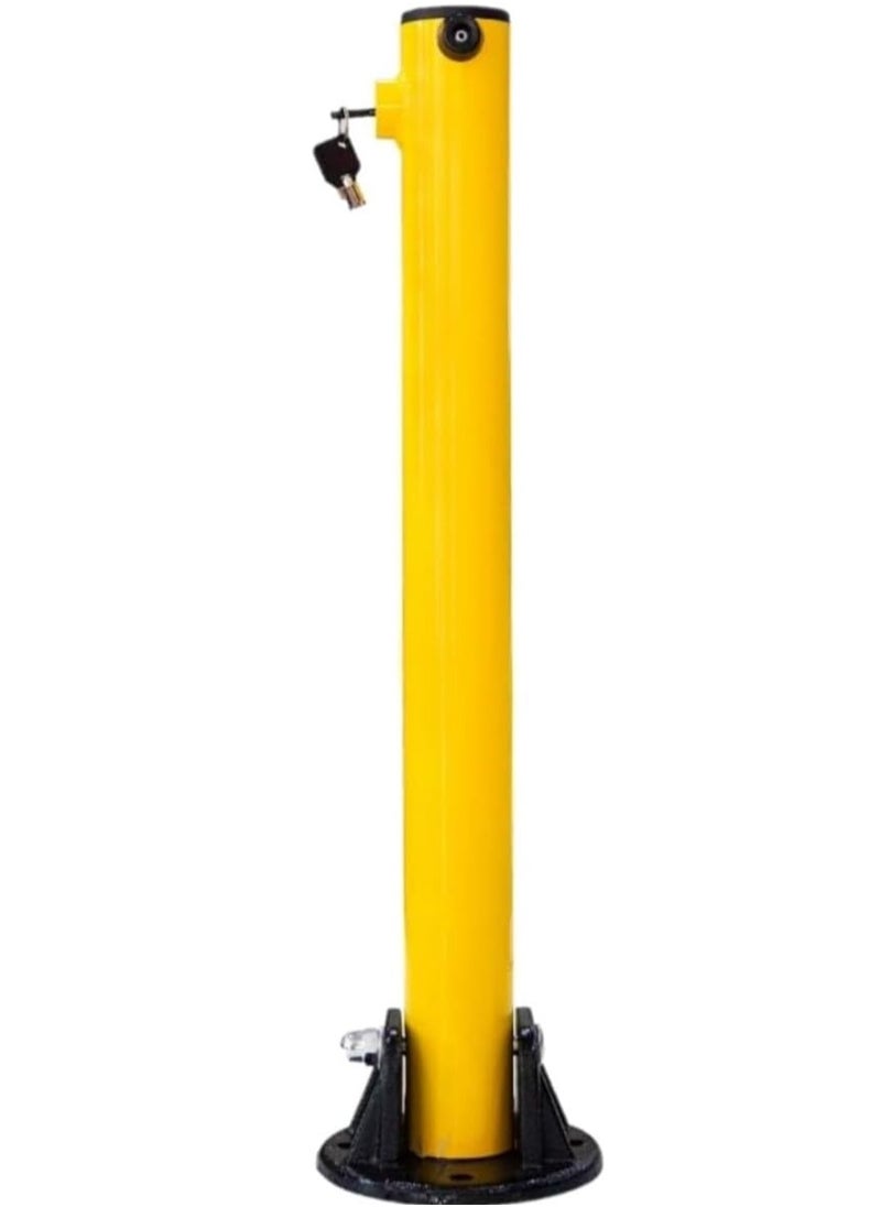 BERRY Berry 670mm Parking Barrier – Yellow Anti-Parking Bollard with Heavy Duty Base & Key Lock | Easy Operation, Manual Lock (Screws Not Included)  - Image 1