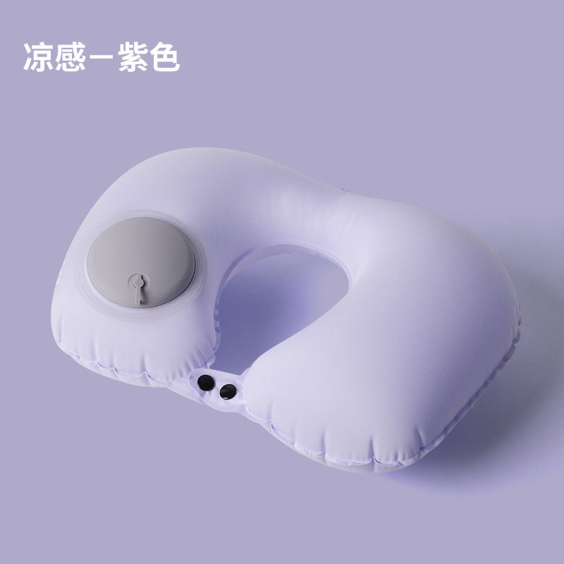 Inflatable U-Shaped Pillow Press Inflatable Neck Pillow Travel Essential Portable Neck Pillow Tpu Set Inflatable U-Shaped Pillow Travel Three Treasures - Image 1