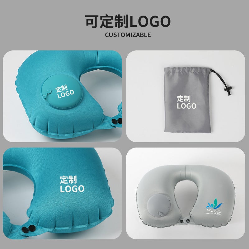 Inflatable U-Shaped Pillow Press Inflatable Neck Pillow Travel Essential Portable Neck Pillow Tpu Set Inflatable U-Shaped Pillow Travel Three Treasures - Image 5