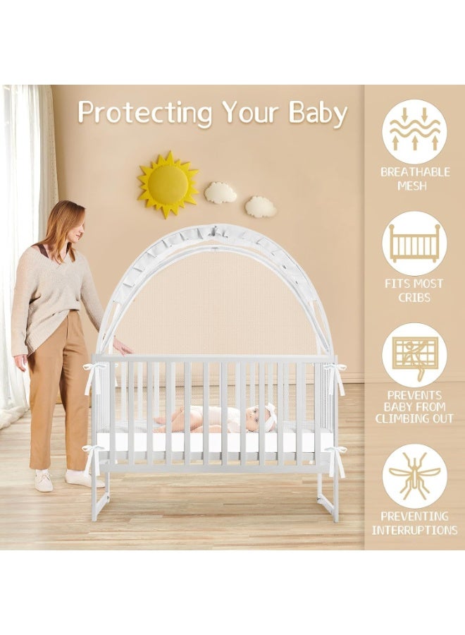 GUDOO Baby Crib Tent Pop Up Crib Mosquito Net Mesh with Net Zipper Rods for Baby Pack and Play White - Image 2