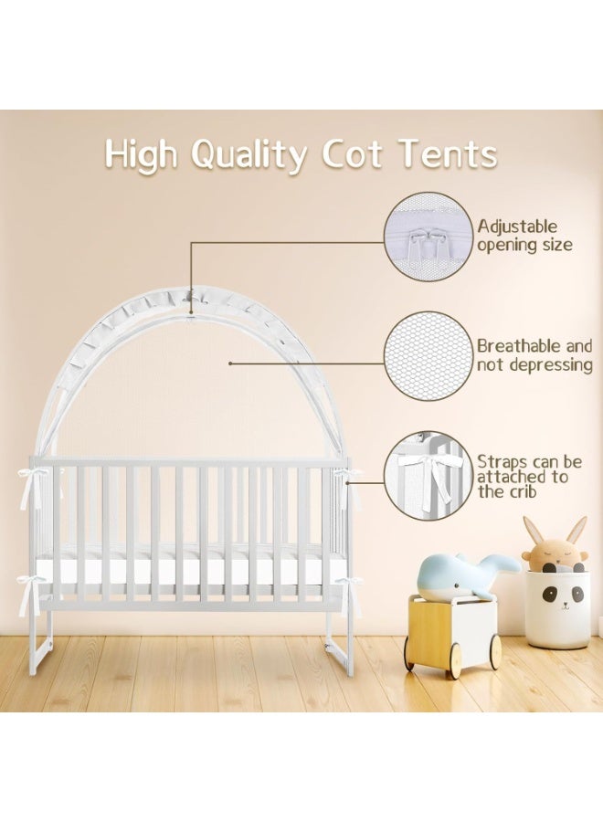 GUDOO Baby Crib Tent Pop Up Crib Mosquito Net Mesh with Net Zipper Rods for Baby Pack and Play White - Image 4