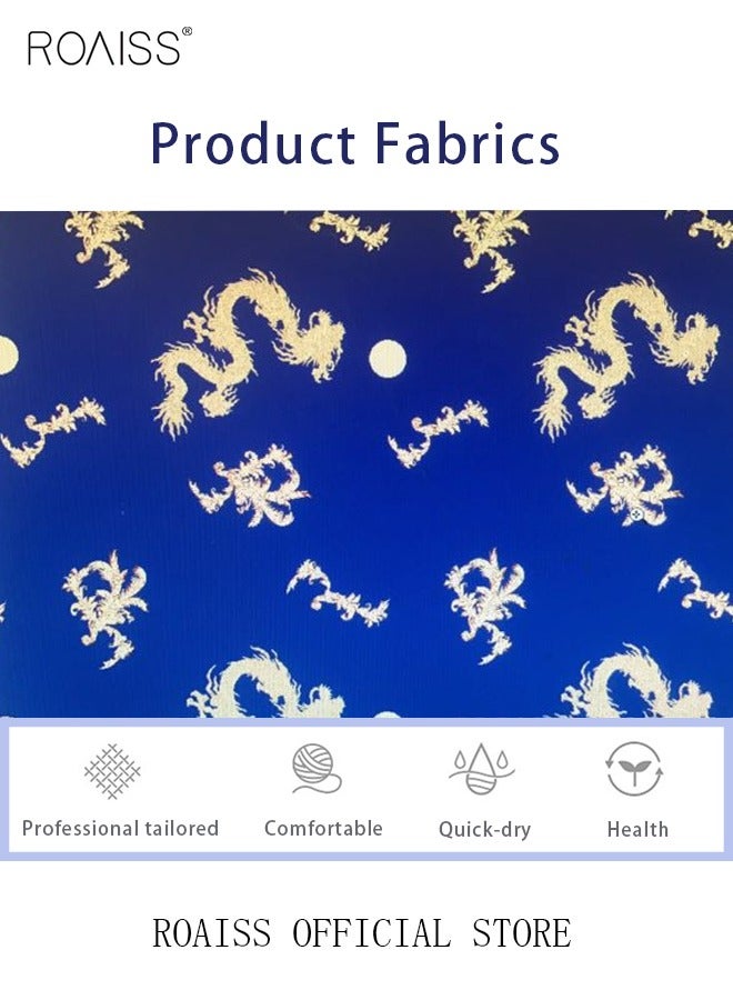 roaiss Pajama Shorts and Robe for Men Silk Dragon Pattern Pajamas Bathrobe gift for Boyfriend Husband Summer Loungewear Nightwear for Men  - Image 4