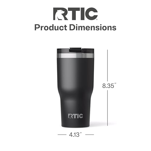 RTIC 30oz Essential Tumbler with Lid, Ceramic Lined, Insulated, Stainless Steel, Metal, Double Wall Vacuum-Insulation, Travel Cup for Iced Coffee, Tea, Hot and Cold Drink, Black - Image 5