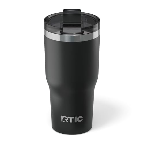 RTIC 30oz Essential Tumbler with Lid, Ceramic Lined, Insulated, Stainless Steel, Metal, Double Wall Vacuum-Insulation, Travel Cup for Iced Coffee, Tea, Hot and Cold Drink, Black - Image 1