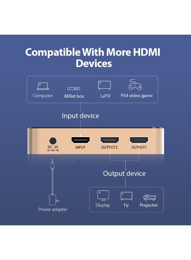 VENTION 1 In 2 Out HDMI Splitter Gold Model # ACBG0 - Image 4