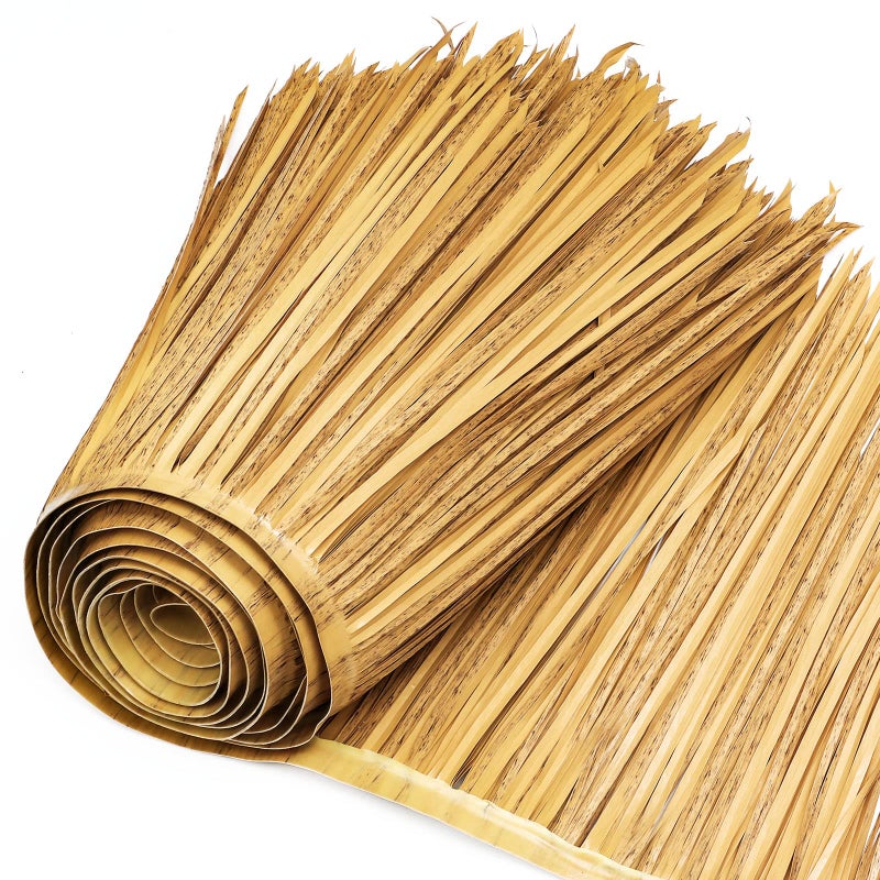 Berlune 165ft x 20in Thatch Roofing Mexican Tiki Hut Grass Skirting Roof Artificial Palm Thatch Rolls Tiki Bar Hut Grass Palapa Roofing for Garden Patio Umbrella Fence Party Decoration