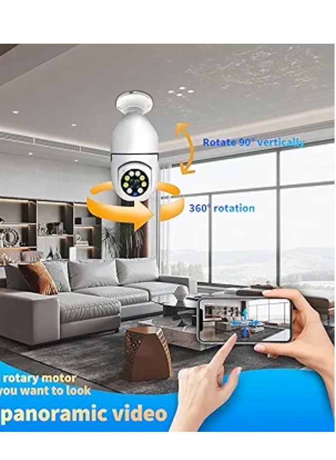 Generic - Panorama Wi-fi light Bulb Camera Security Camera1080P Wireless WiFi Outdoor Home IP Camera E27 360 Degree Panoramic,Motion Detection and Alarm,Two-Way Audio,Night Vision - Image 1