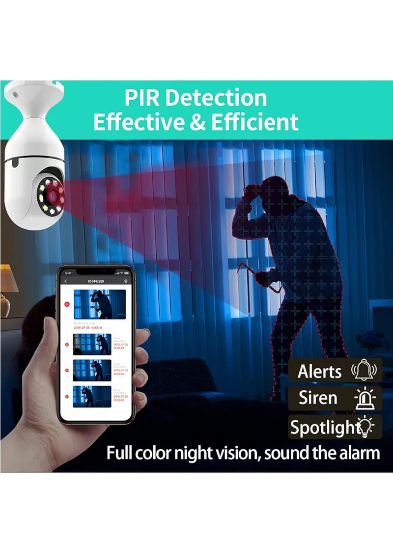 Generic - Panorama Wi-fi light Bulb Camera Security Camera1080P Wireless WiFi Outdoor Home IP Camera E27 360 Degree Panoramic,Motion Detection and Alarm,Two-Way Audio,Night Vision - Image 1