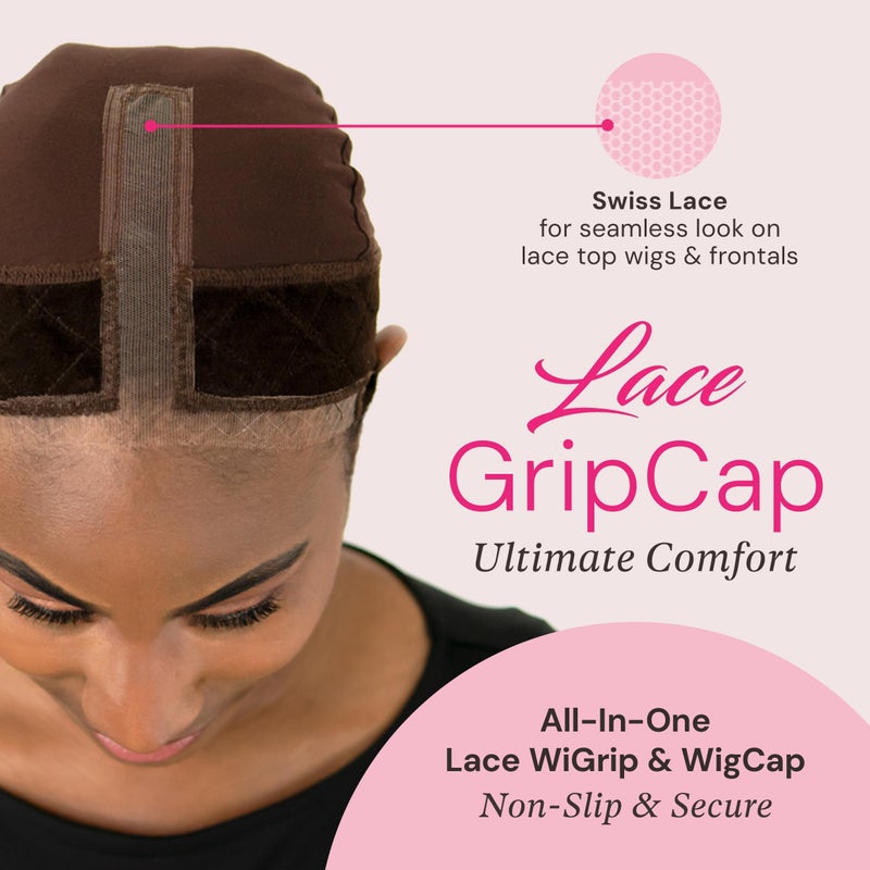 MILANO COLLECTION Lace Wig Grip Cap for Women, Adjustable Wig Caps for Women Non Slip with Headband to Secure Lace Top Perfectly in Place, One Size Fits All, One Size Fits All, Chocolate Brown - Image 2