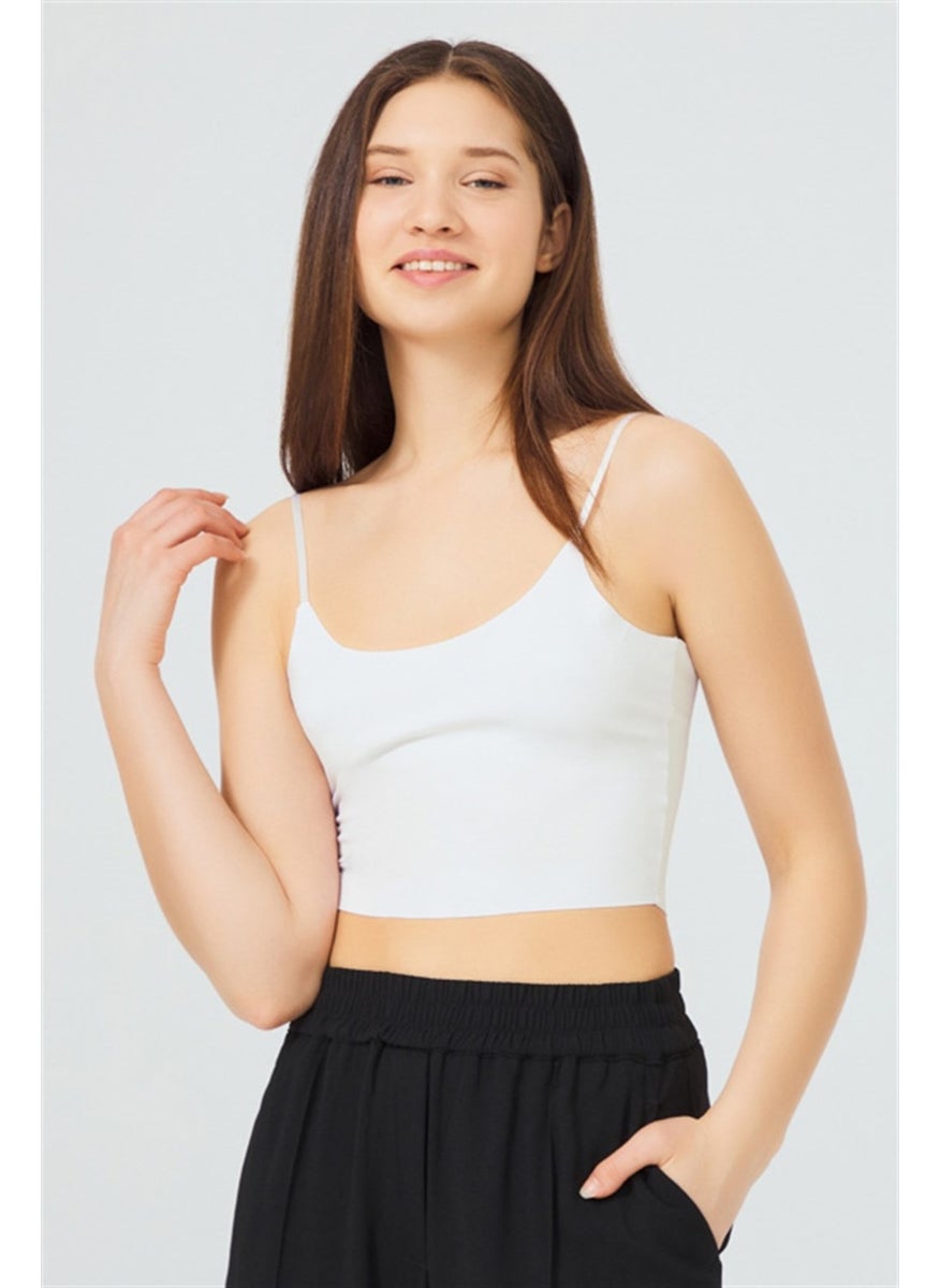 COTTONHILL Cream Adjustable Thin Straps Laser Cut Women's Crop Bustier  - Image 4