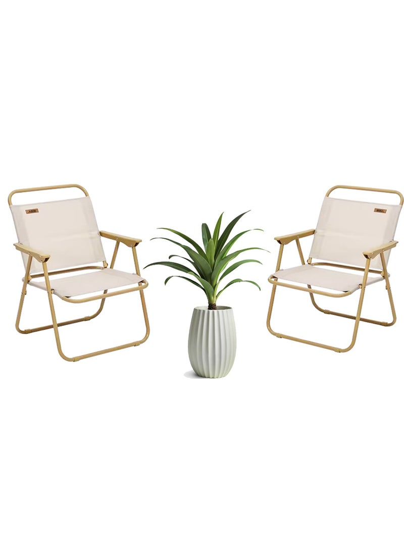 لينجوي كرسي تخييم خارجي قابل للطي، كرسي تخييم متعدد الأغراض مع مسند للذراعين، كرسي رباعي خفيف الوزن للفناء والحديقة - Image 1