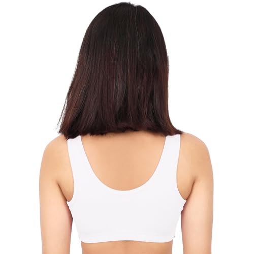 DChica Sports Bra for Women & Girls, Cotton Non Padded Full Coverage Beginners Non-Wired T-Shirt Gym Workout Bra with Regular Broad Strap, Activewear Training Bra for Teenager (Pack of 2 Black) - Image 5