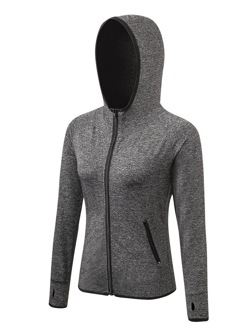 إسكدنيا معطف نسائي سريع الجفاف قابل للتنفس مرن رمادي - Image 1