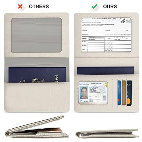 Vidivici حامل جواز سفر مزيف من الجلد للبالغين - عبوة من 2، هدايا شهر العسل، مستلزمات السفر - حجب RFID، أبيض ورمادي - Image 4