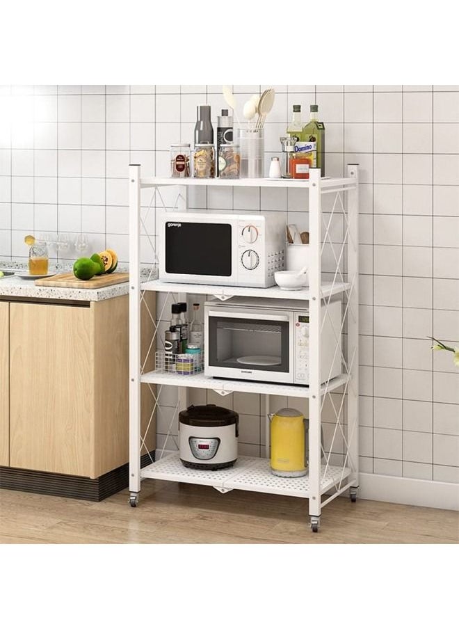 Cady One - Iron kitchen storage and organization rack, 4 foldable shelves, with four wheels - Image 1