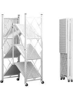 Cady One Iron kitchen storage and organization rack, 4 foldable shelves, with four wheels  - Image 4