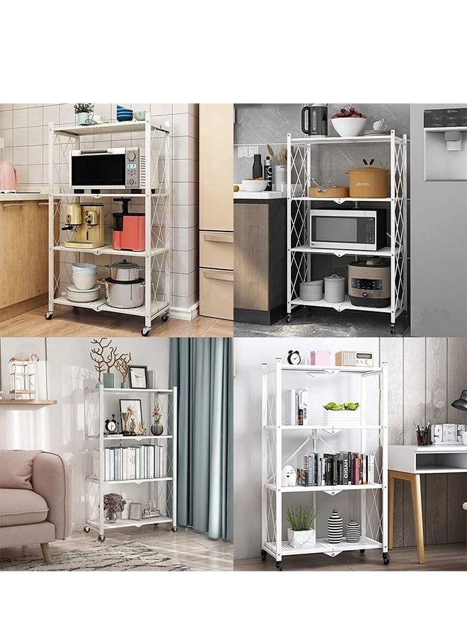 Cady One - Iron kitchen storage and organization rack, 4 foldable shelves, with four wheels - Image 1