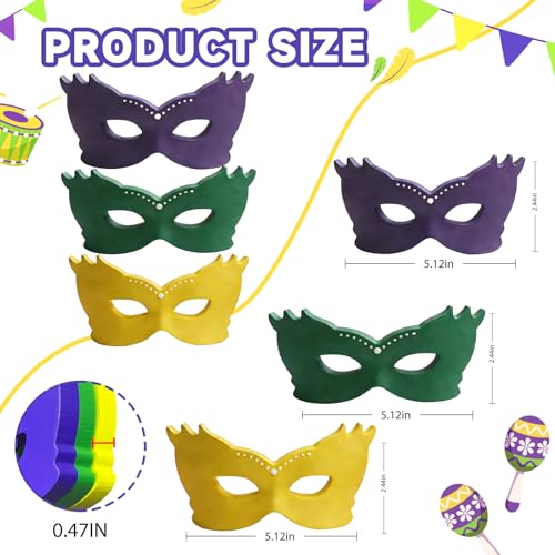 SNILOAW 3PCS Mardi Gras Mask Decorations Wooden Mask Table Sign Mardi Gras Centerpiece Block Mardi Gras Tiered Tray Tabletop Decor for Office, Dining Room Masquerade Party - Image 2