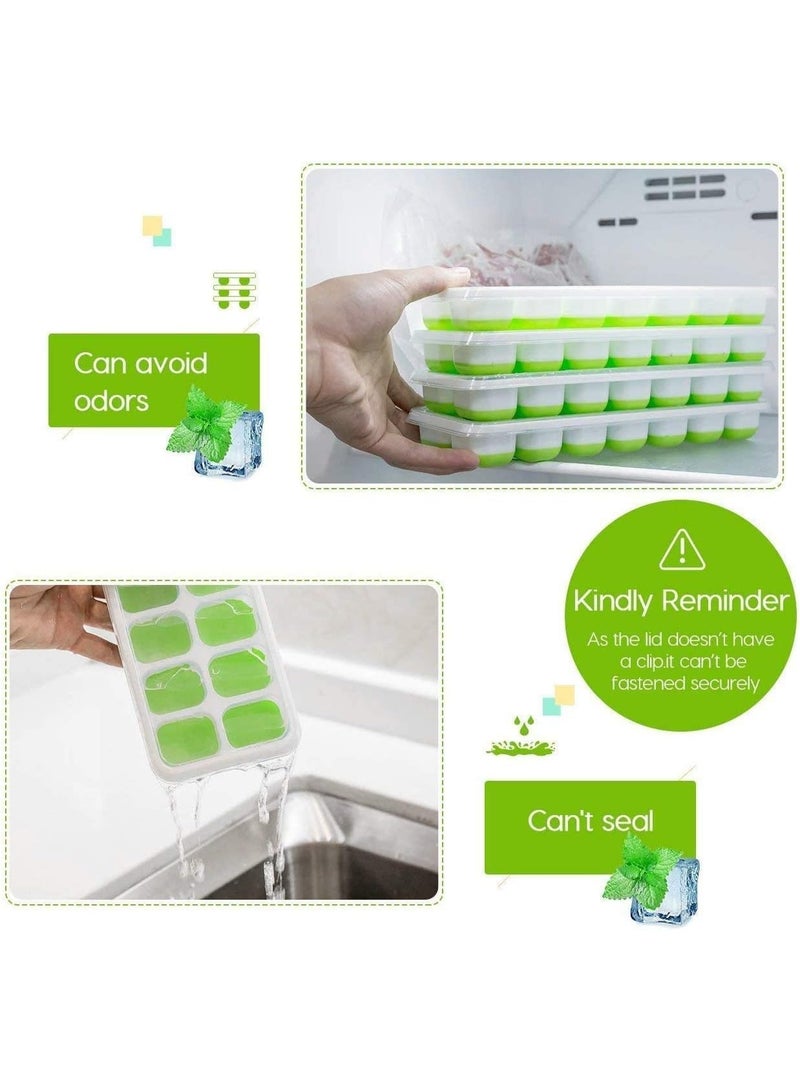 Beauenty Ice Cube Trays, Silicone Easy-Release and Flexible 14-Ice Trays with Spill-Resistant Removable Lid, BPA Free, Durable and Dishwasher Safe, 2 Pack - Image 3