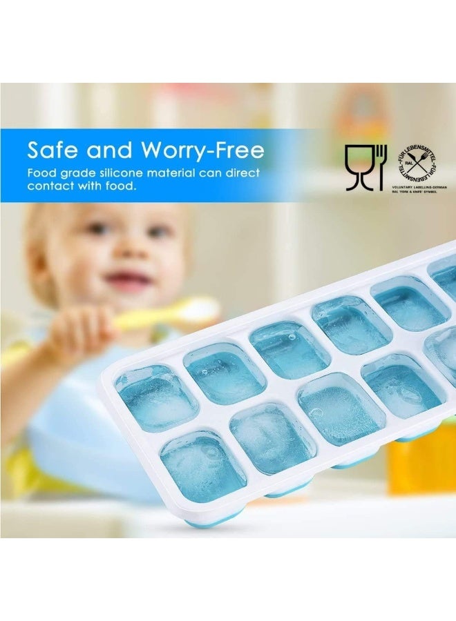Beauenty Ice Cube Trays, Silicone Easy-Release and Flexible 14-Ice Trays with Spill-Resistant Removable Lid, BPA Free, Durable and Dishwasher Safe, 2 Pack - Image 4