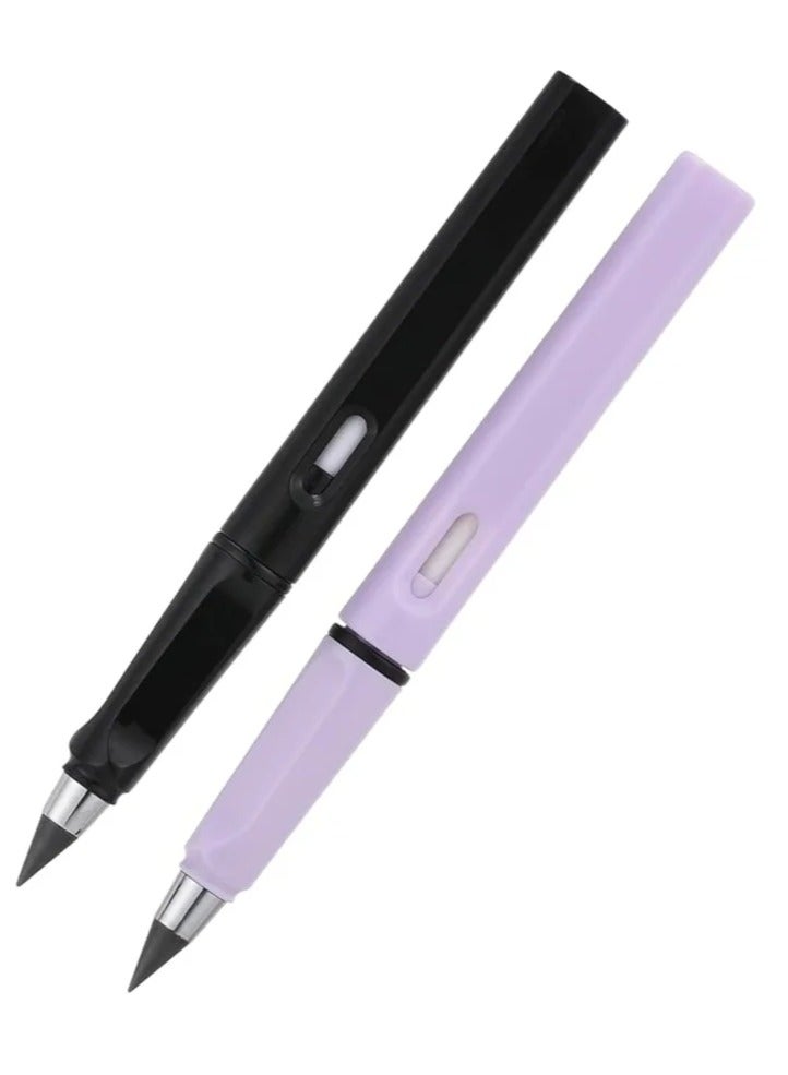 قلم رصاص يدوم طويلاً، قلم انفينيتي مع ممحاة وحواف بديلة، قلم رصاص بدون حبر قابل لإعادة الاستخدام للكتابة والرسم واللوازم المدرسية والمنزلية للطلاب - 2 قطعه ( الوان متعدد ) - Image 2